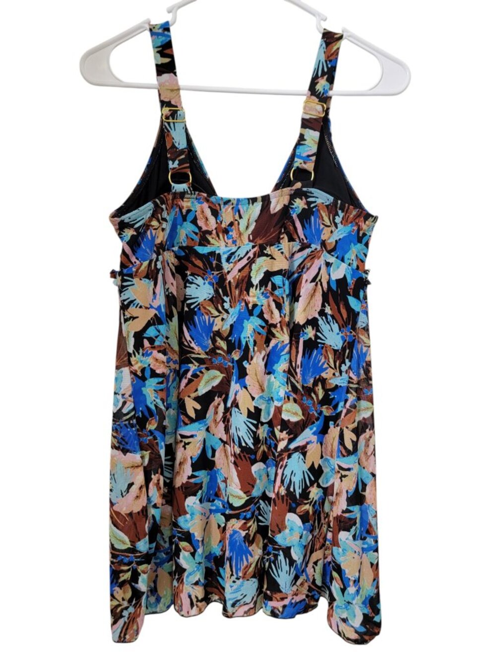 A Shore Fit Size 12 Black Blue Teal Aqua Brown Mesh Overlay 1 Piece Swimsuit NEW - Picture 2 of 10
